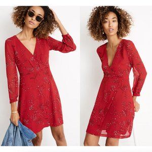NWOT Madewell Red Hazelwood Red Wrap-Front Mini Dress (2)